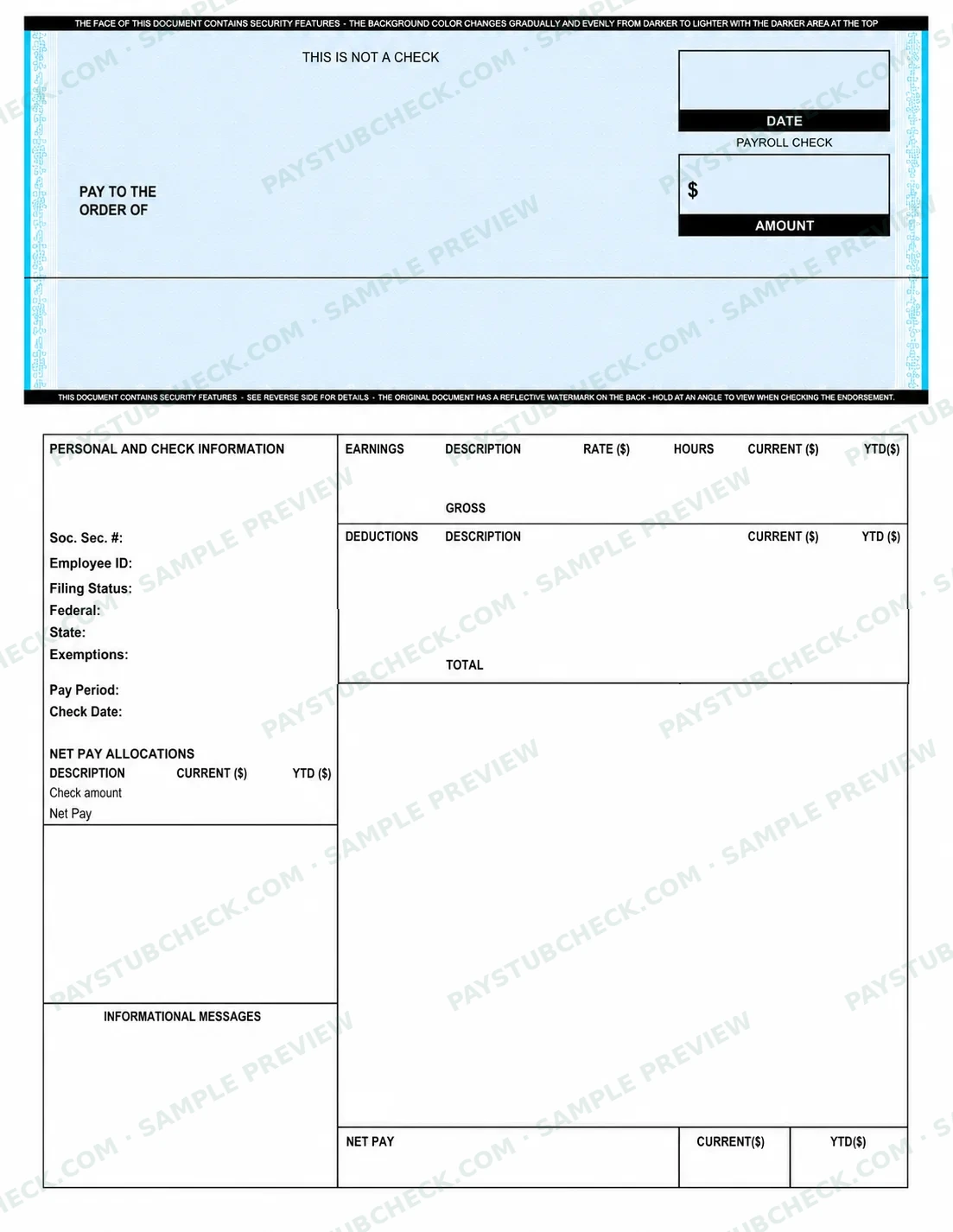 Security Payroll Stub template