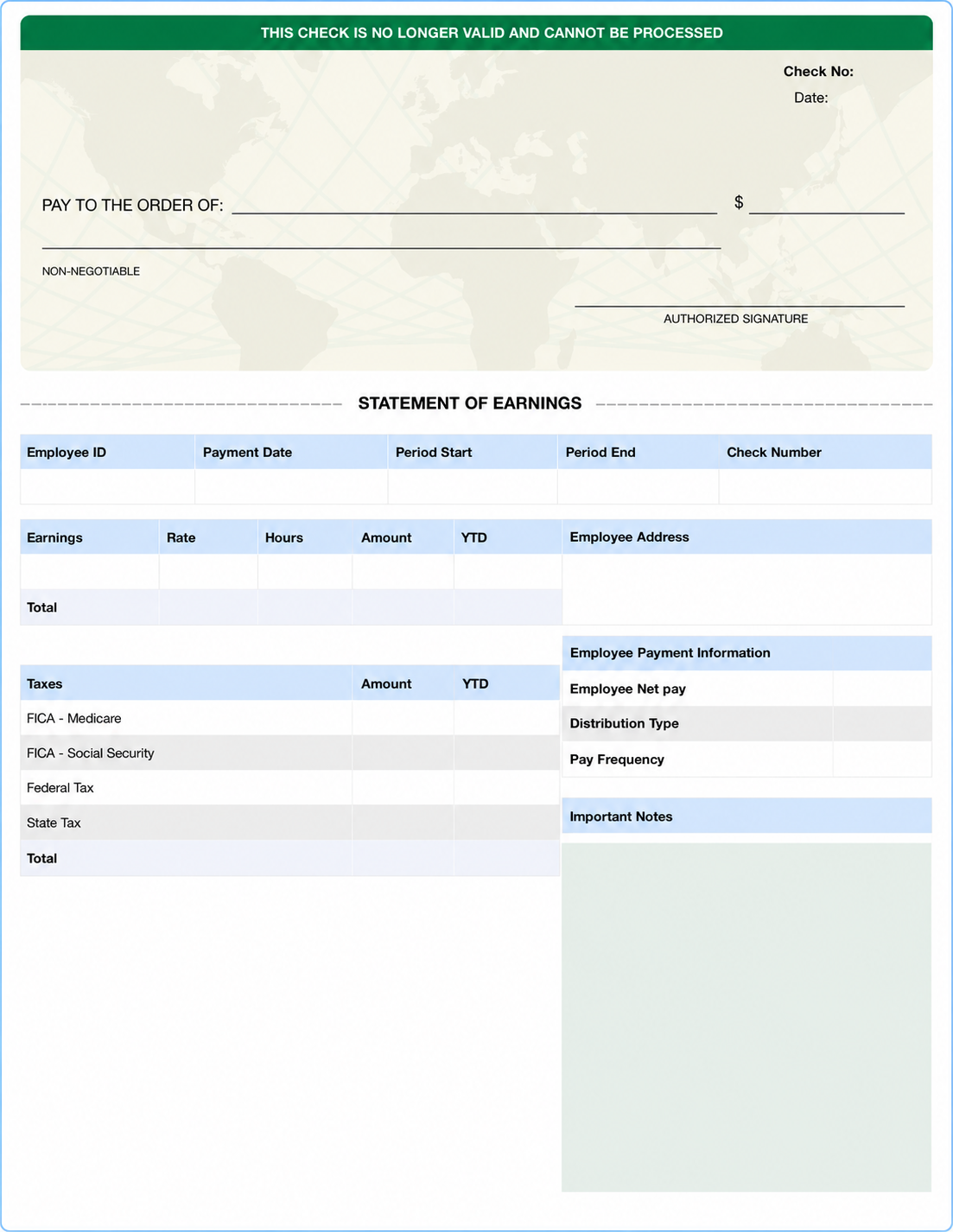 Statement of Earnings advanced paystub template