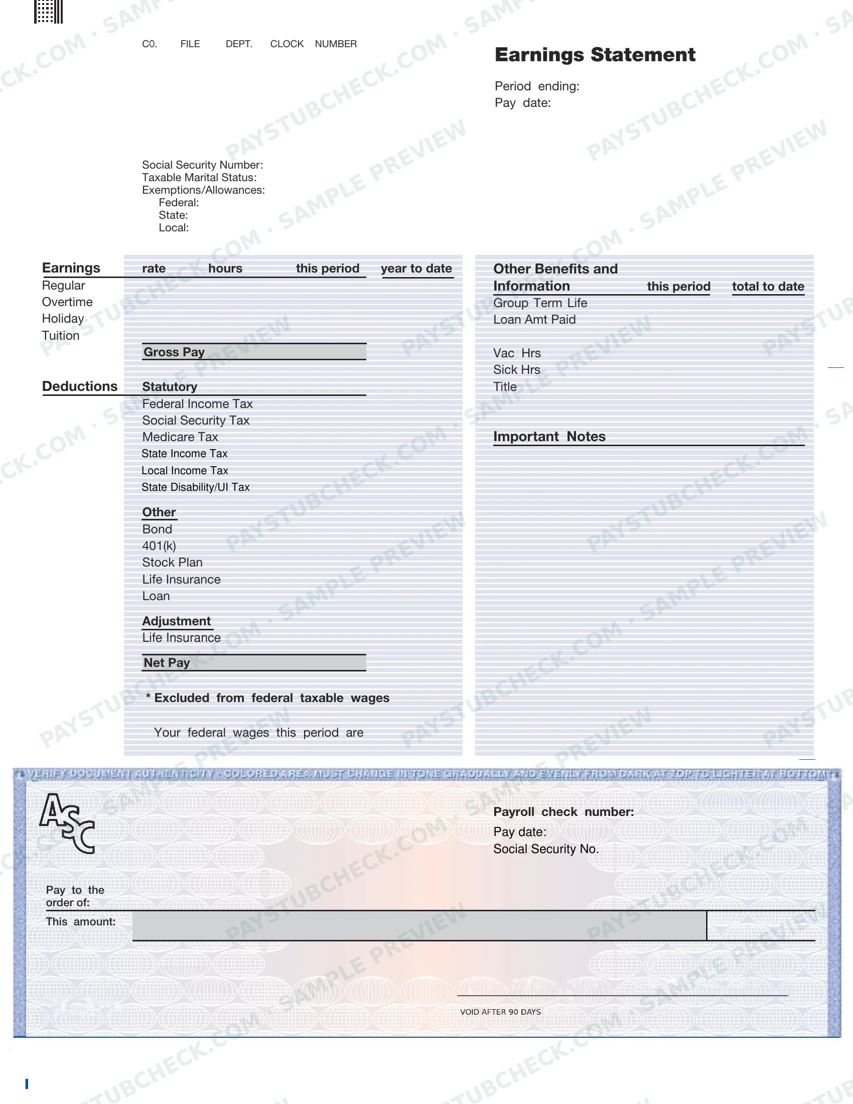 Premium Paystub full preview