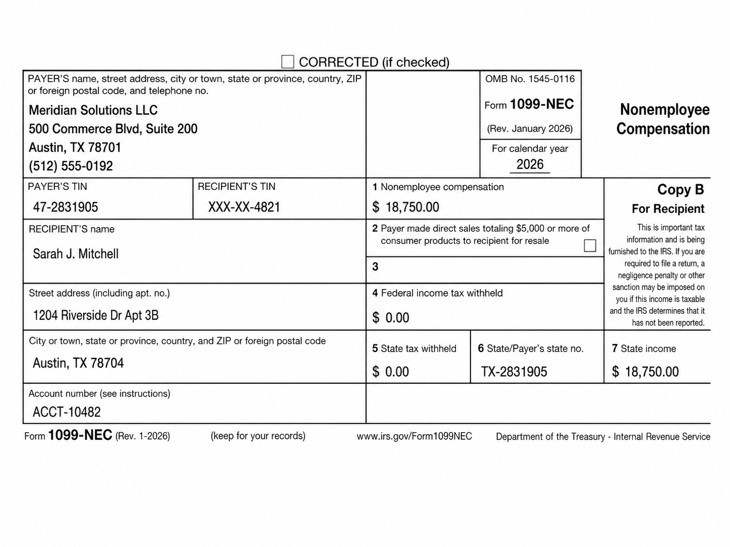 1099-NEC form preview