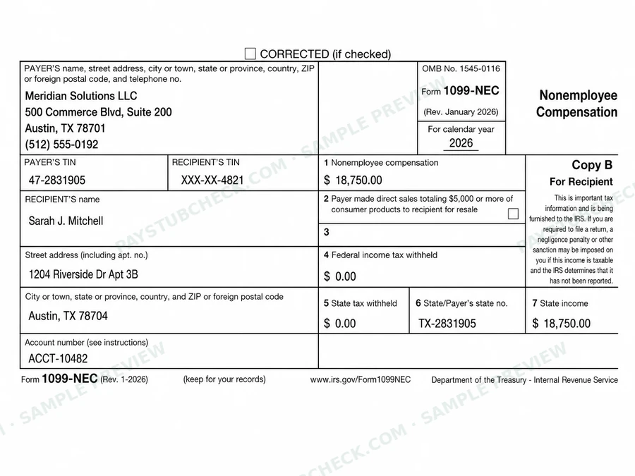 1099-NEC form preview