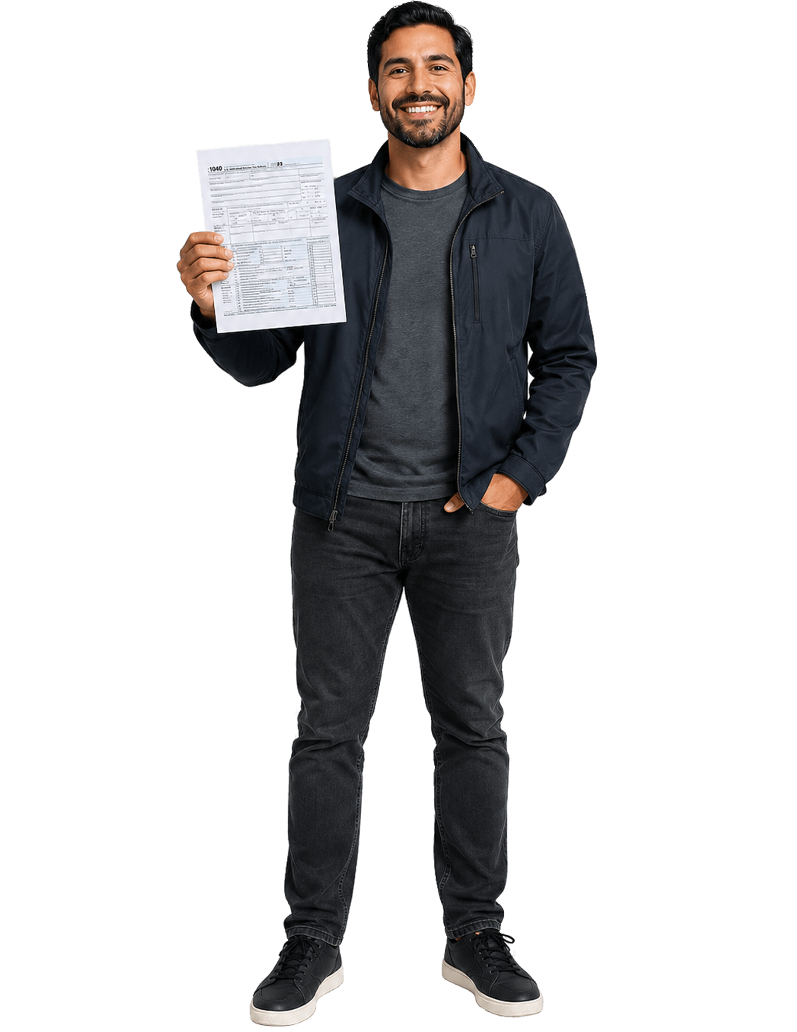 Worker holding income documents generated by PayStubCheck