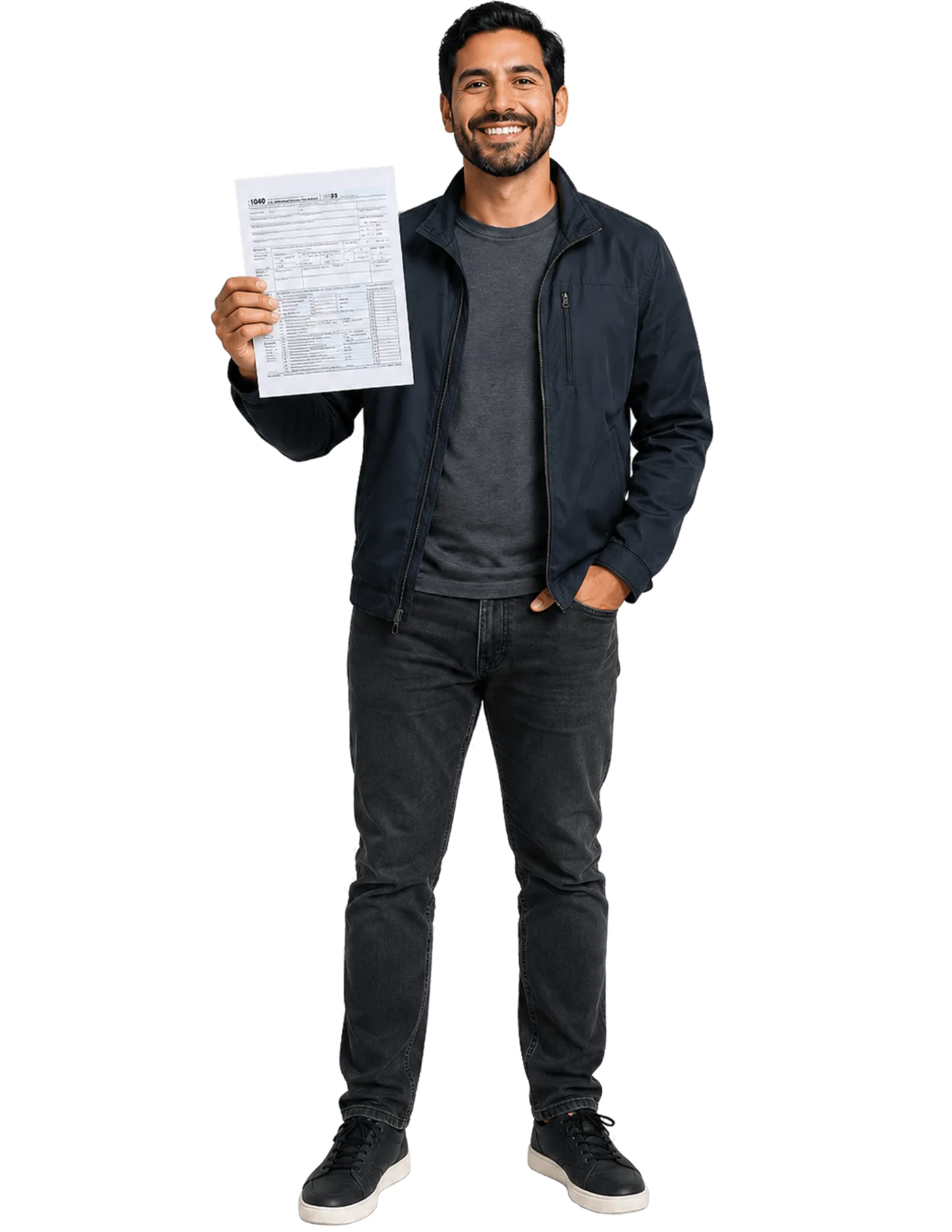 Worker holding income documents generated by PayStubCheck