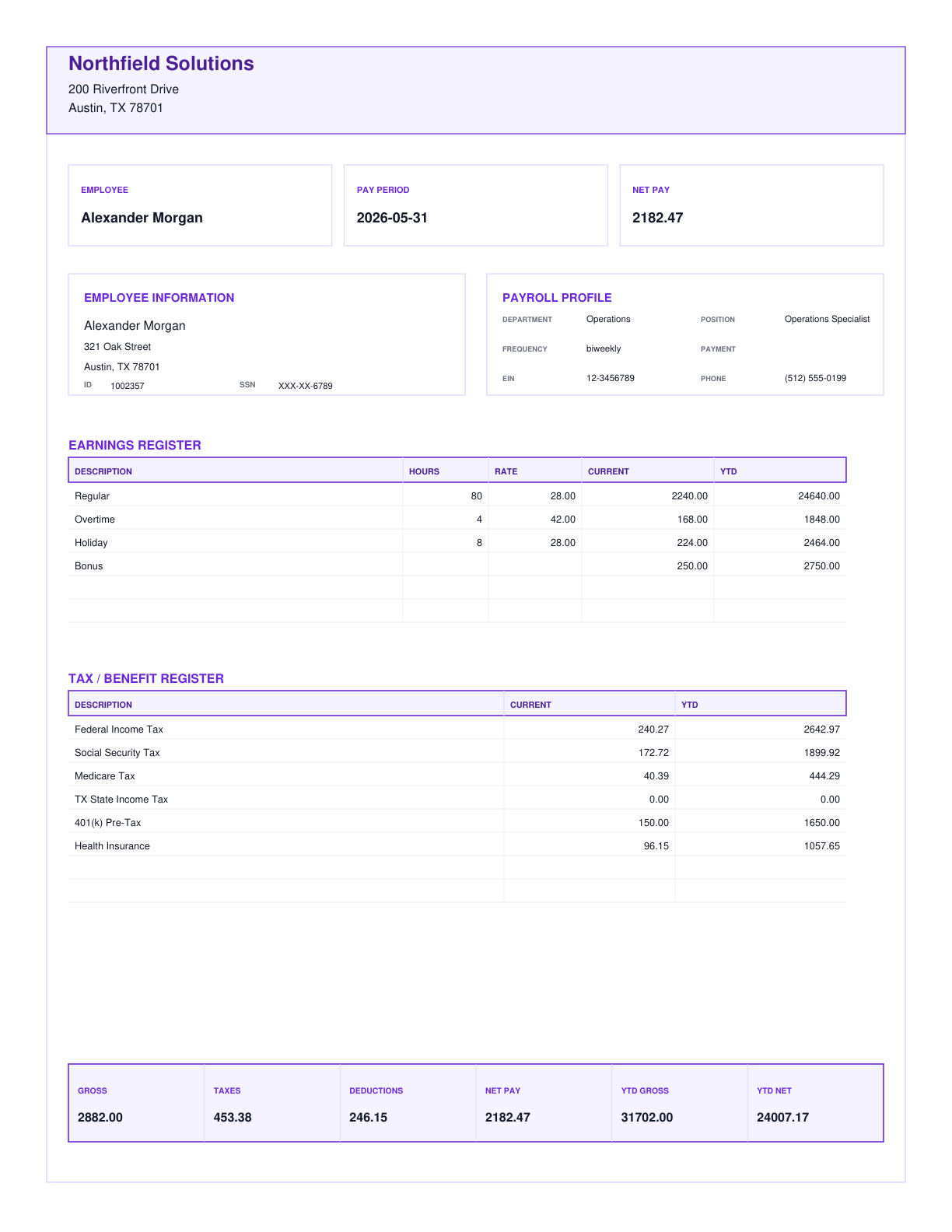 Enterprise Grid Statement template