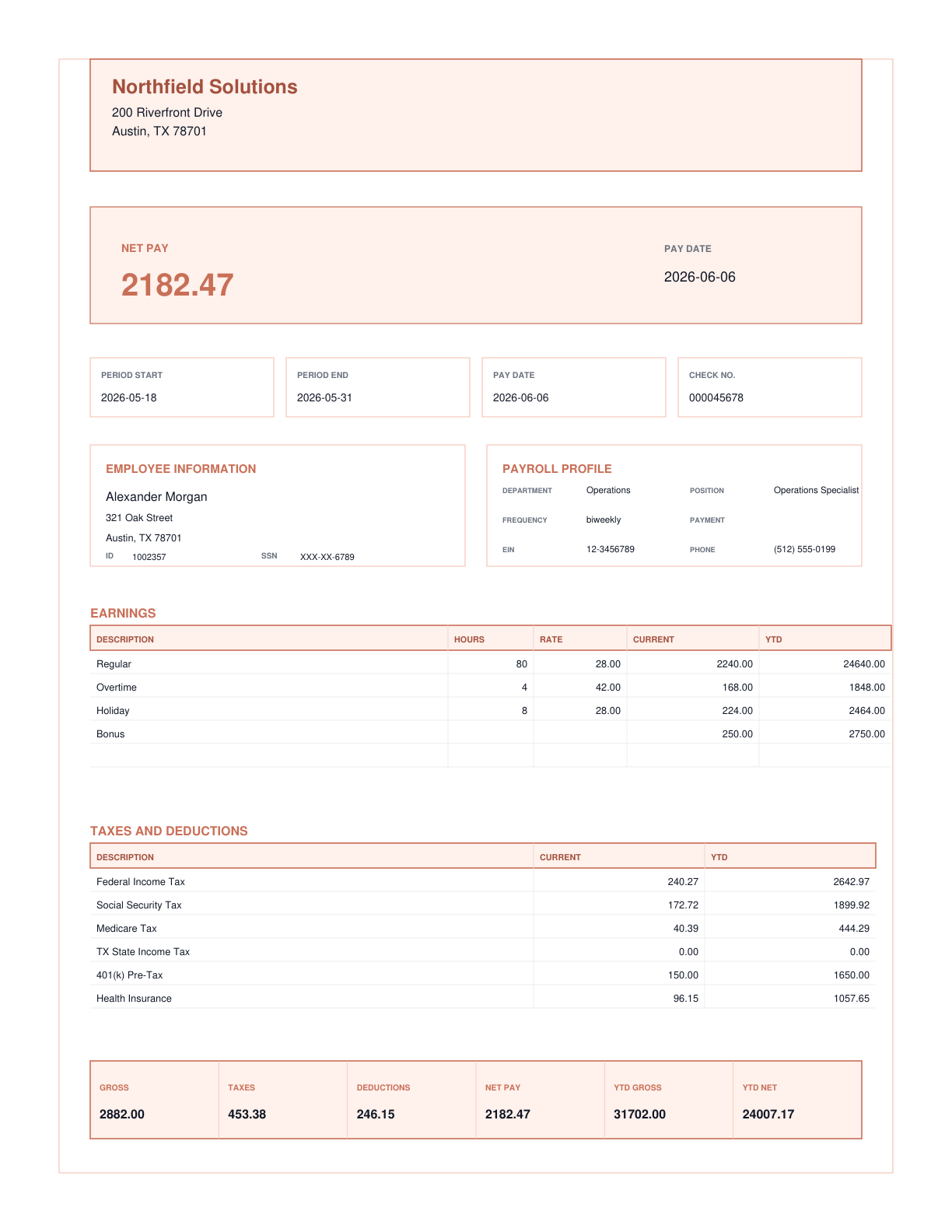 Modern Summary template